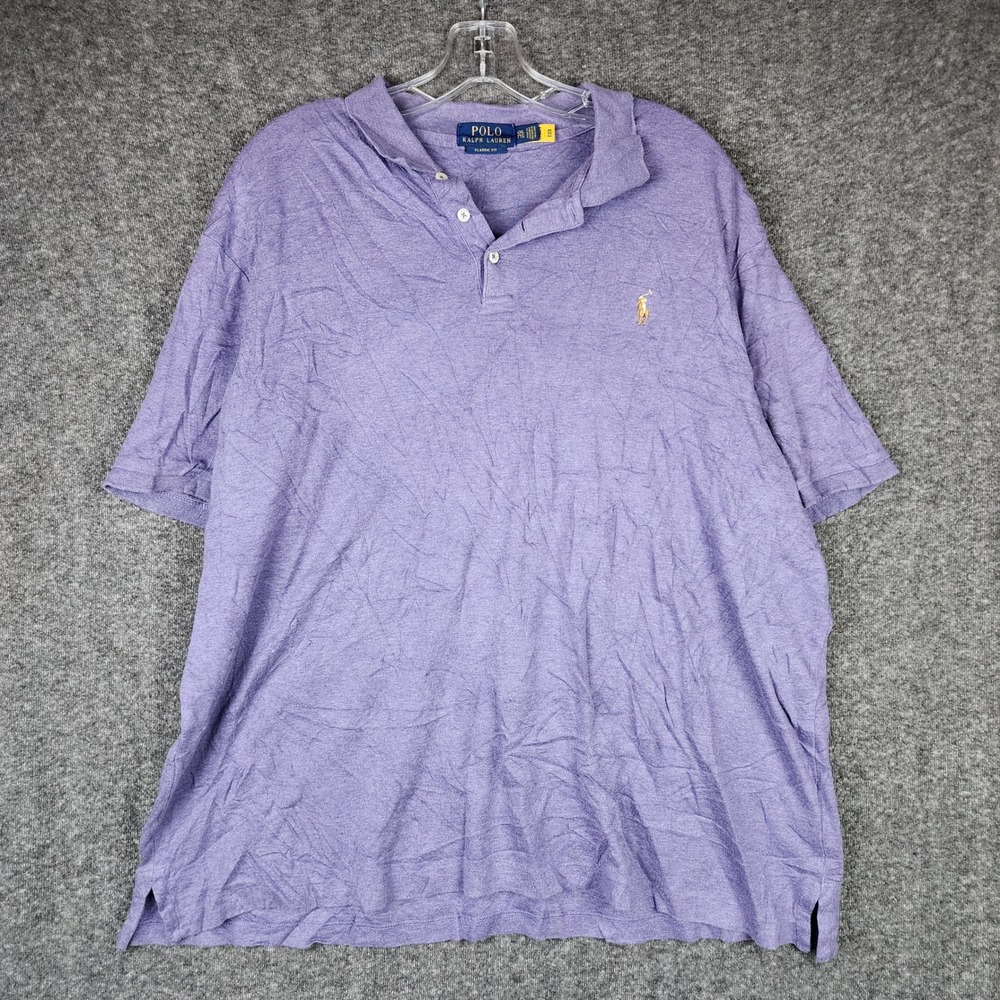 Polo Ralph Lauren Polo Shirt Men XXL Purple Short Sleeve Cotton Pique Pony Logo
